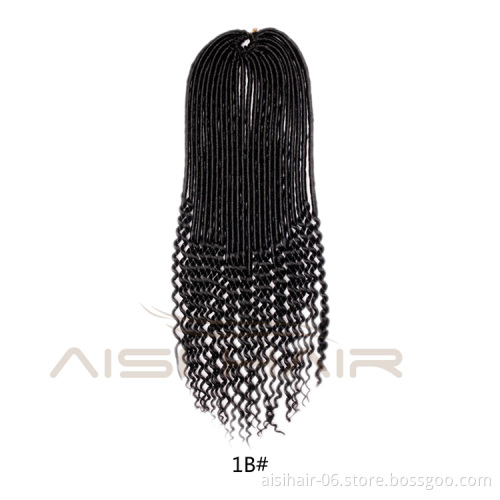 Aisi Hair Goddess Faux Locs Crochet Braids Hair Extensions Synthetic Curly End Faux Locks Braids Hairpieces for Black Women